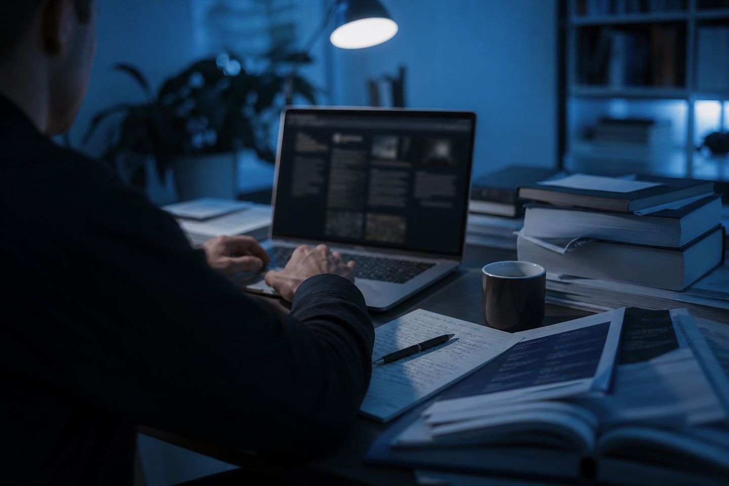 A researcher examines legal documents related to the dark web's legality.