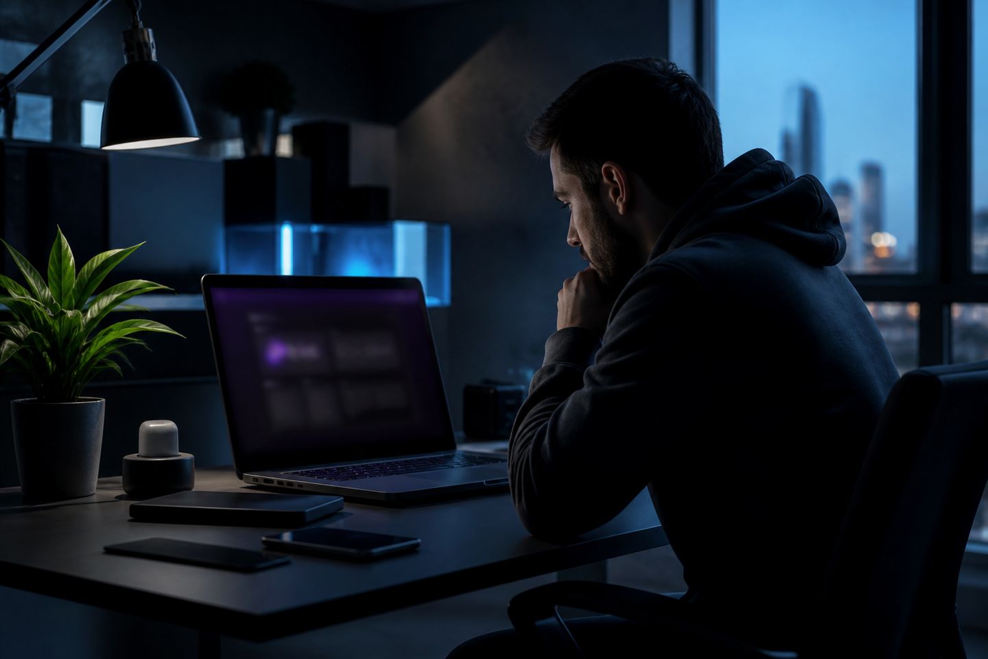 A user working on Tor Browser in a modern office environment.