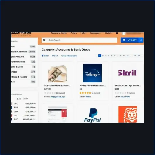 Secure marketplace interface with privacy focus
