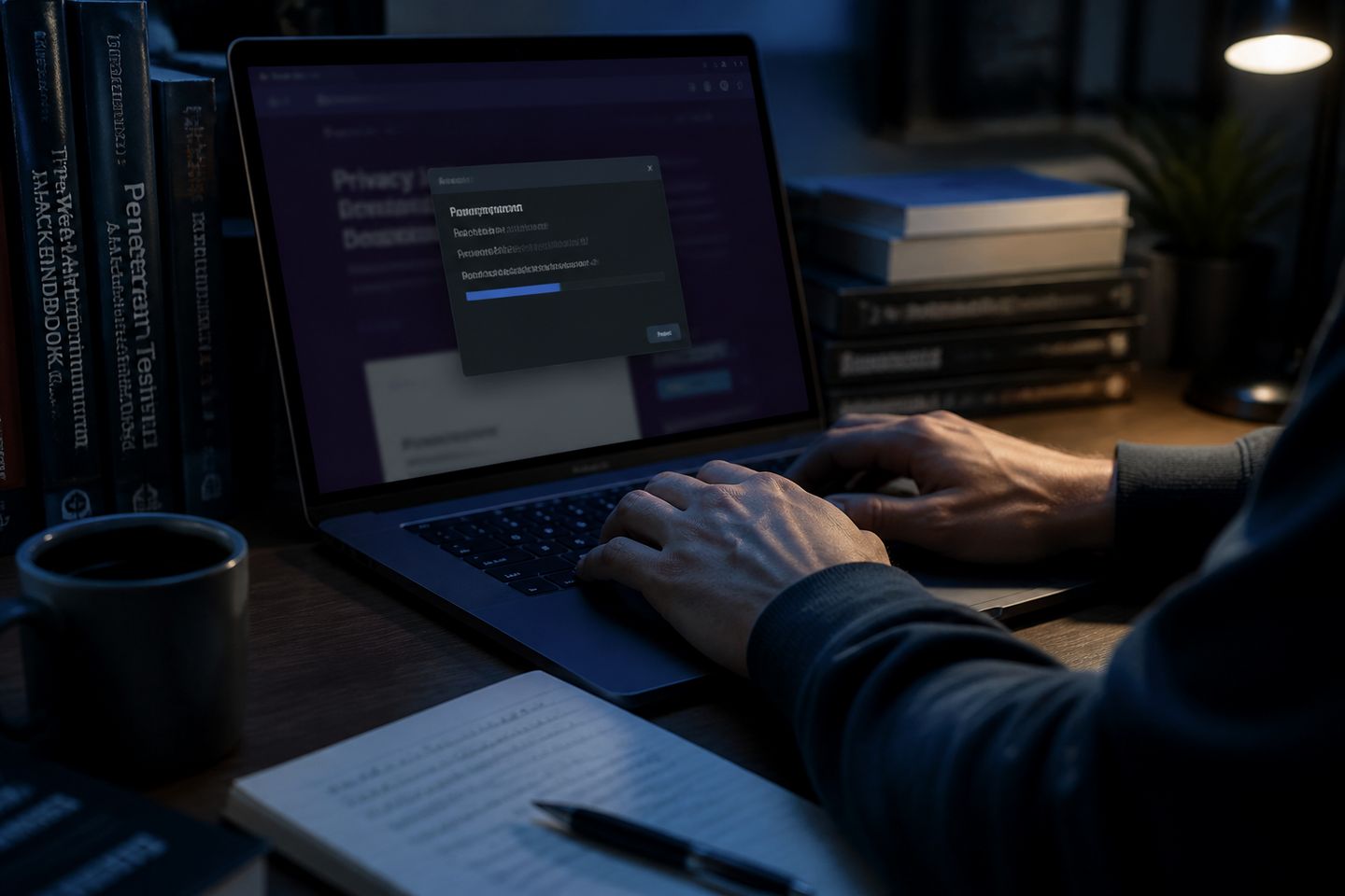 A user is verifying the download of Tor Browser in a cozy workspace.